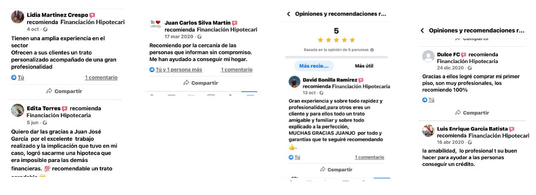 Testimonios de clientes - Financiación Hipotecaria